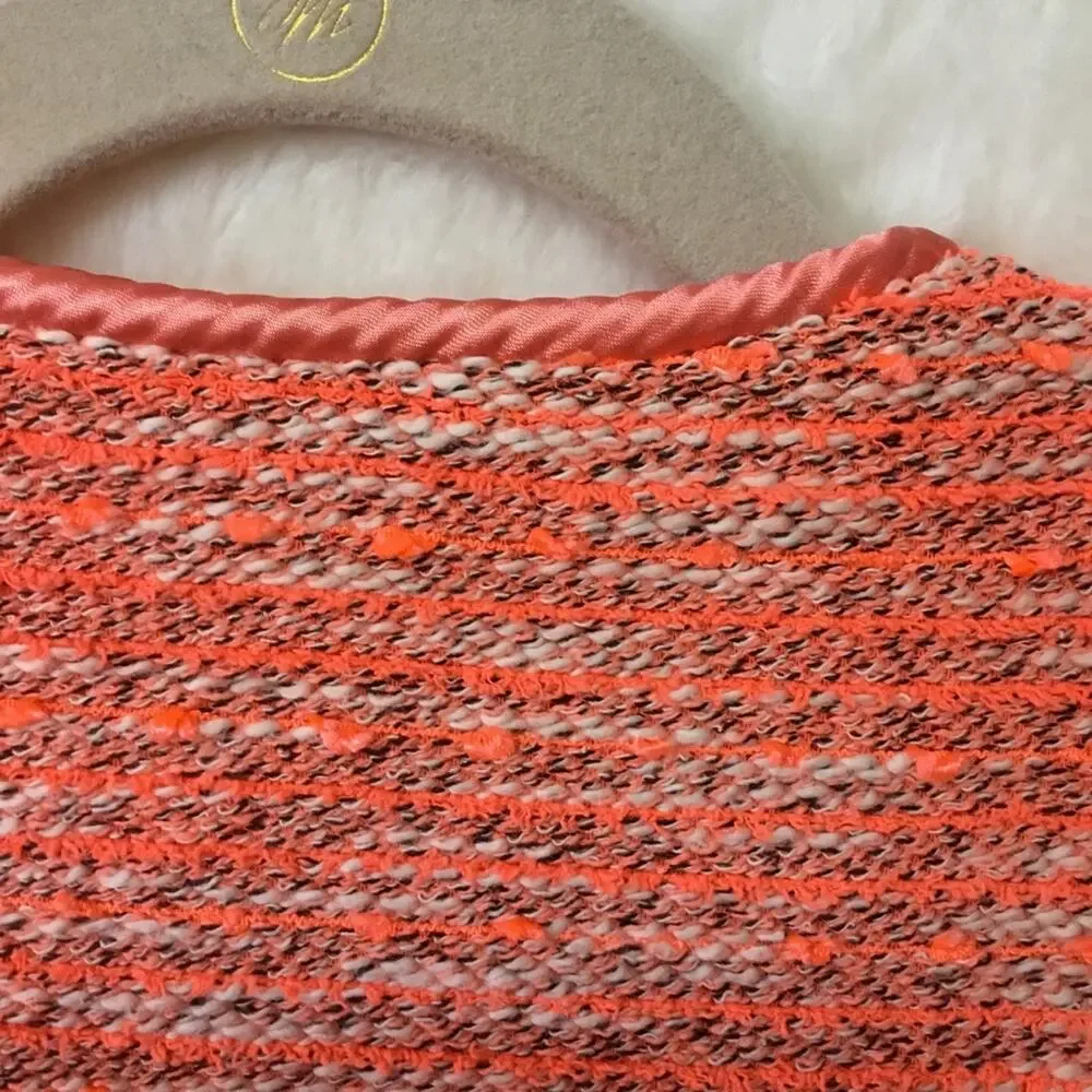 Orange Vintage Tweed Long Sleeve Front Zip-Up Detail Jacket With Pockets - Picture 13 of 16